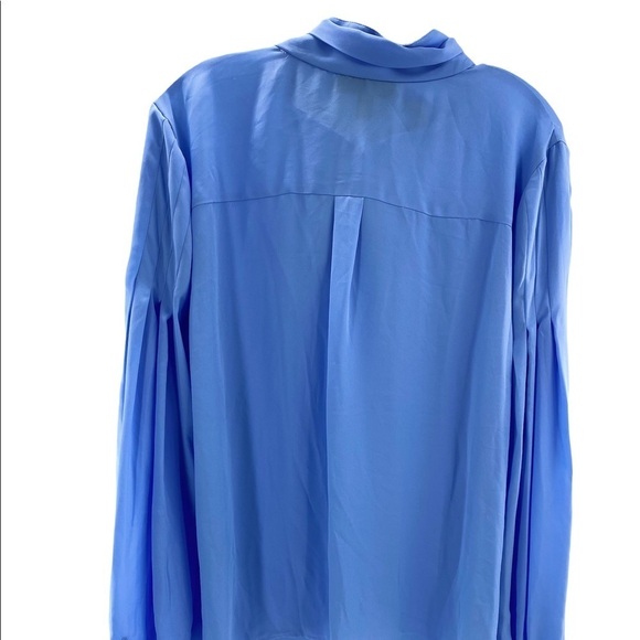 NWT INC Long Sleeve Blue XL Blouse with Tie and Arm Pleat - Picture 3 of 3